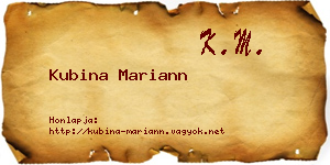 Kubina Mariann névjegykártya